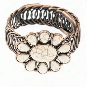 Western Bracelet White Turquoise Cuff Bracelet Cowgirl Style